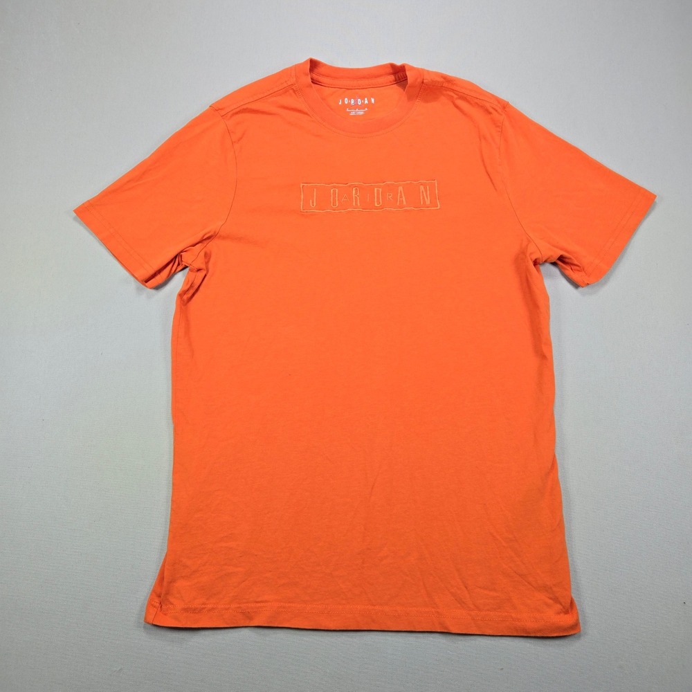 Jordan T-Shirt Graphic Tee Embroidered Box Logo Orange Mens Medium